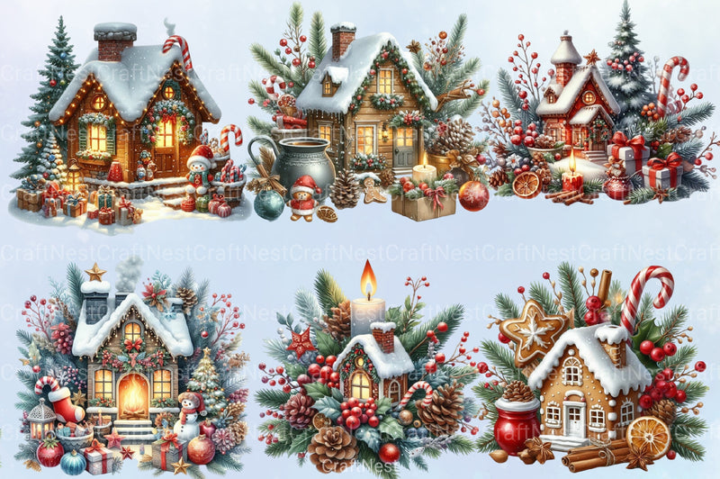 Winter Candy House Clipart Bundle - CraftNest - Digital Crafting and Art