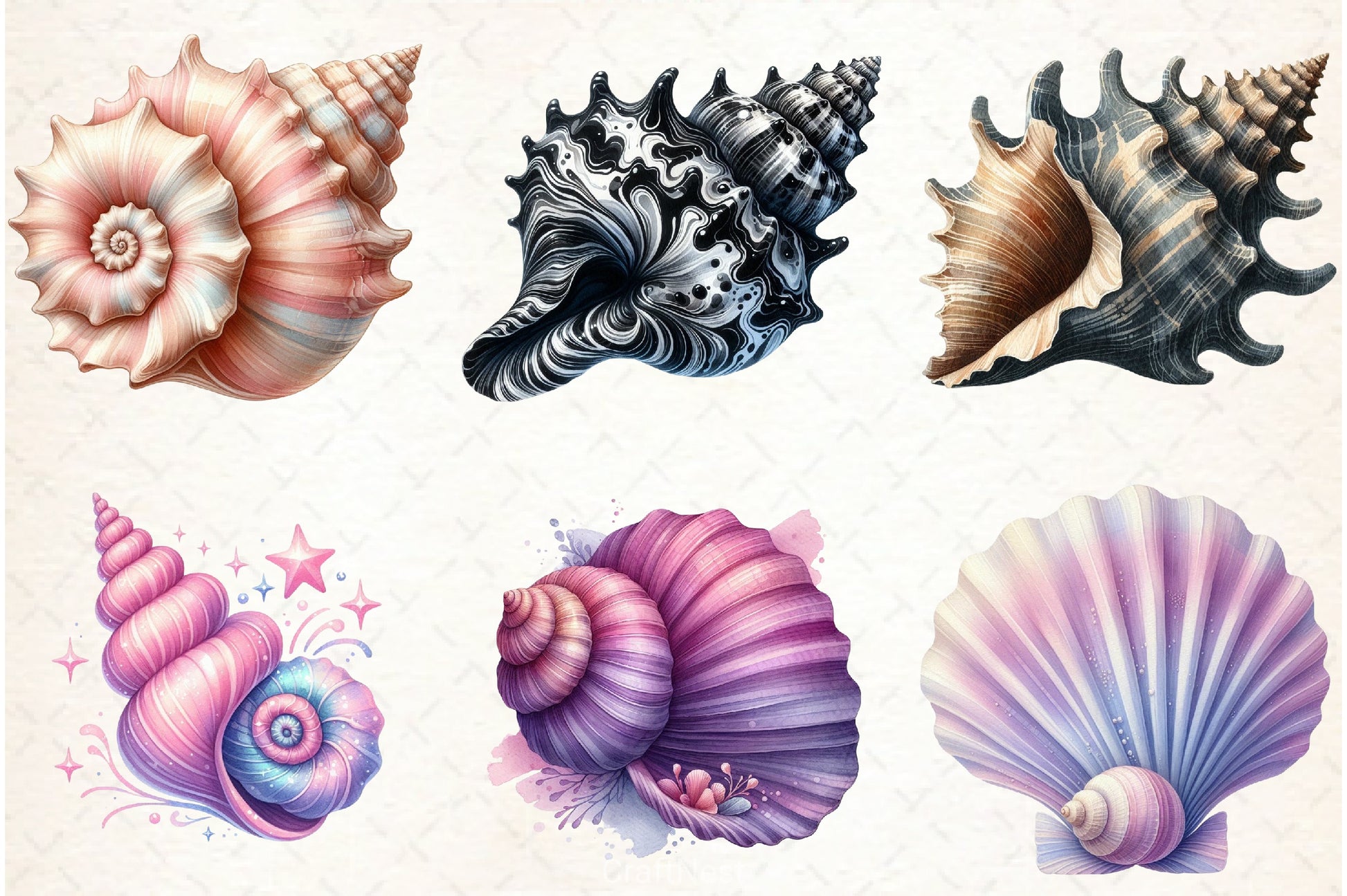 Ocean Sea Shell Clipart Bundle - CraftNest - Digital Crafting and Art