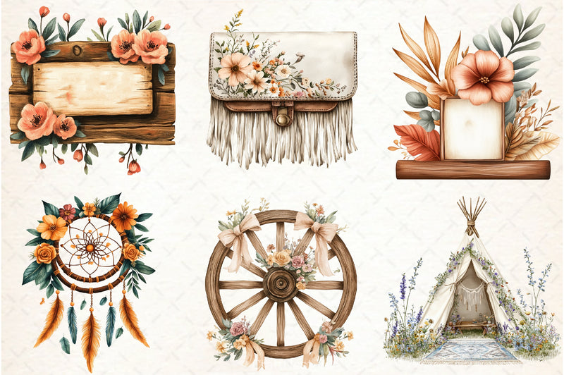 Western Boho Wedding Clipart Bundle 7 - CraftNest - Digital Crafting and Art
