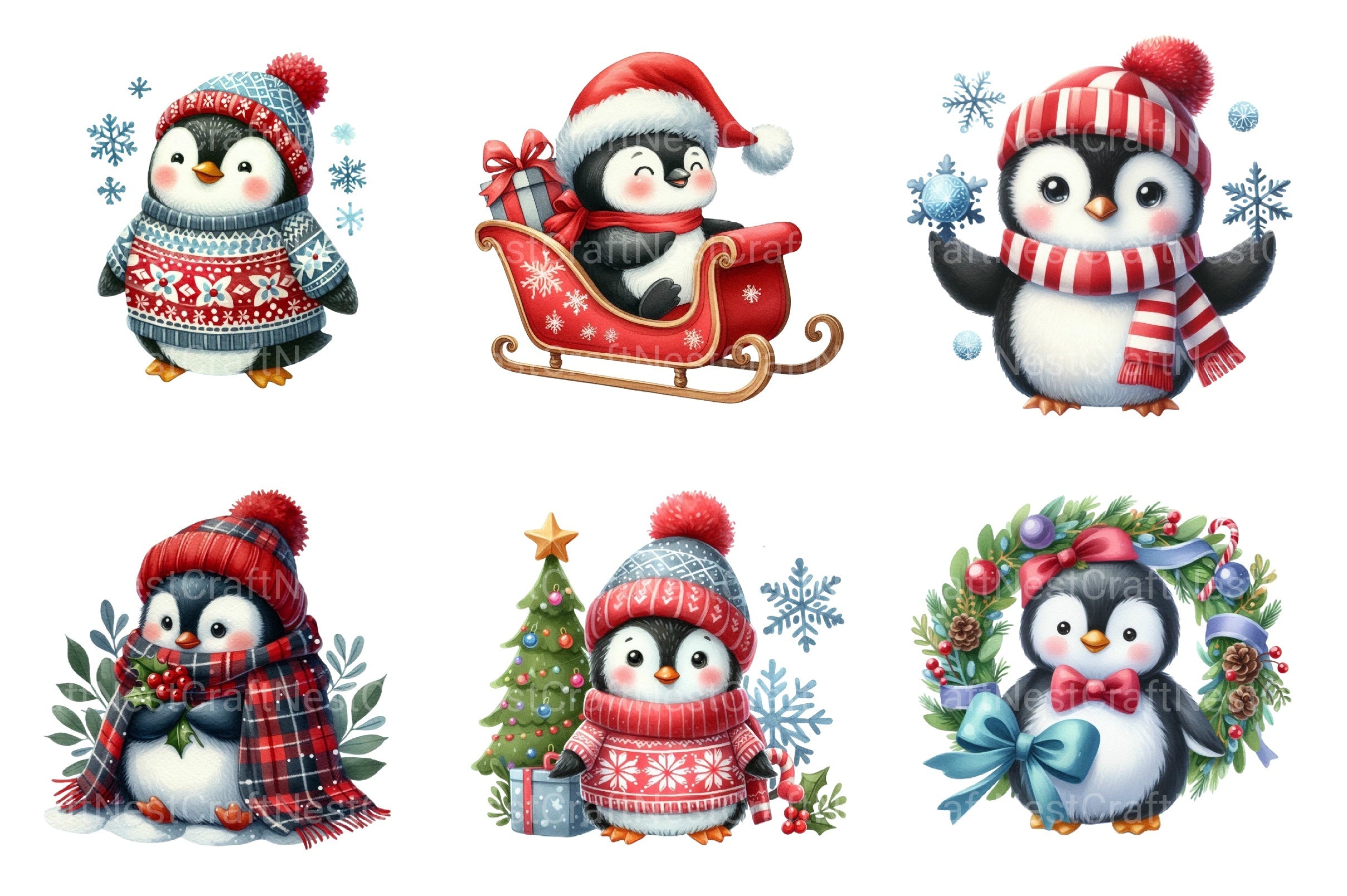Cute Penguins Clipart Bundle - CraftNest - Digital Crafting and Art