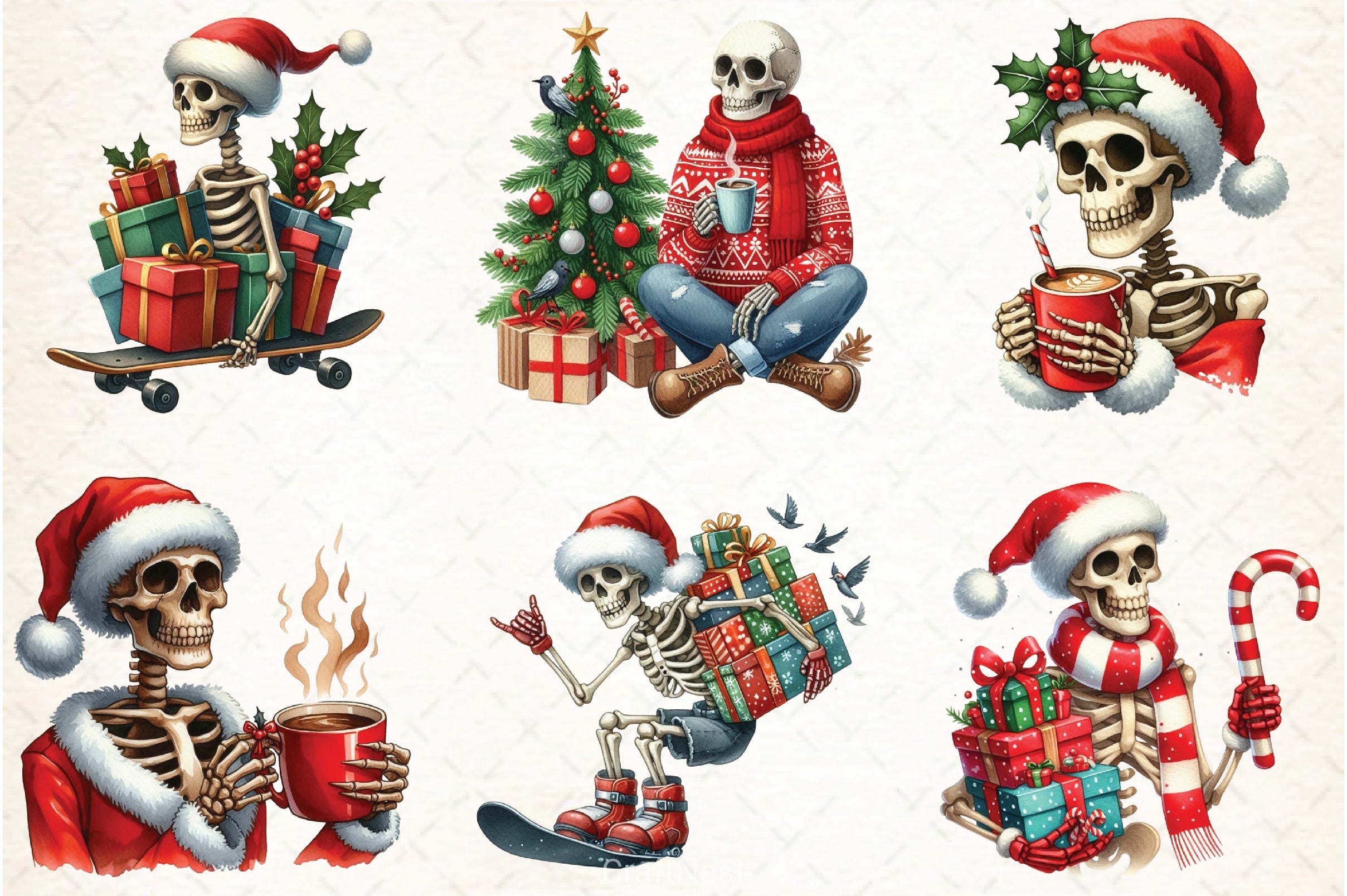 Christmas Skeletons Clipart Bundle - CraftNest - Digital Crafting and Art