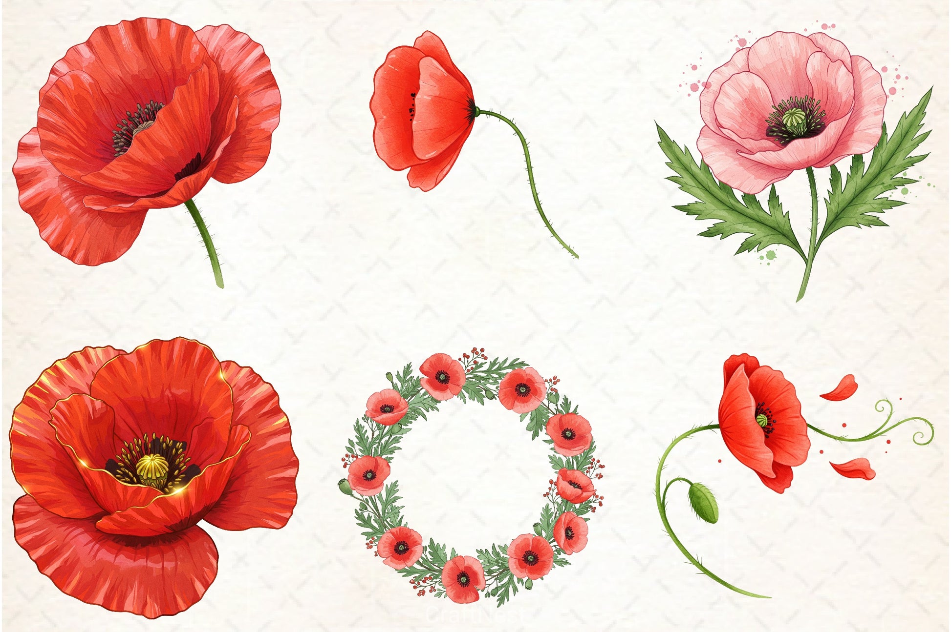 Poppies Clipart Bundle 1 - CraftNest - Digital Crafting and Art