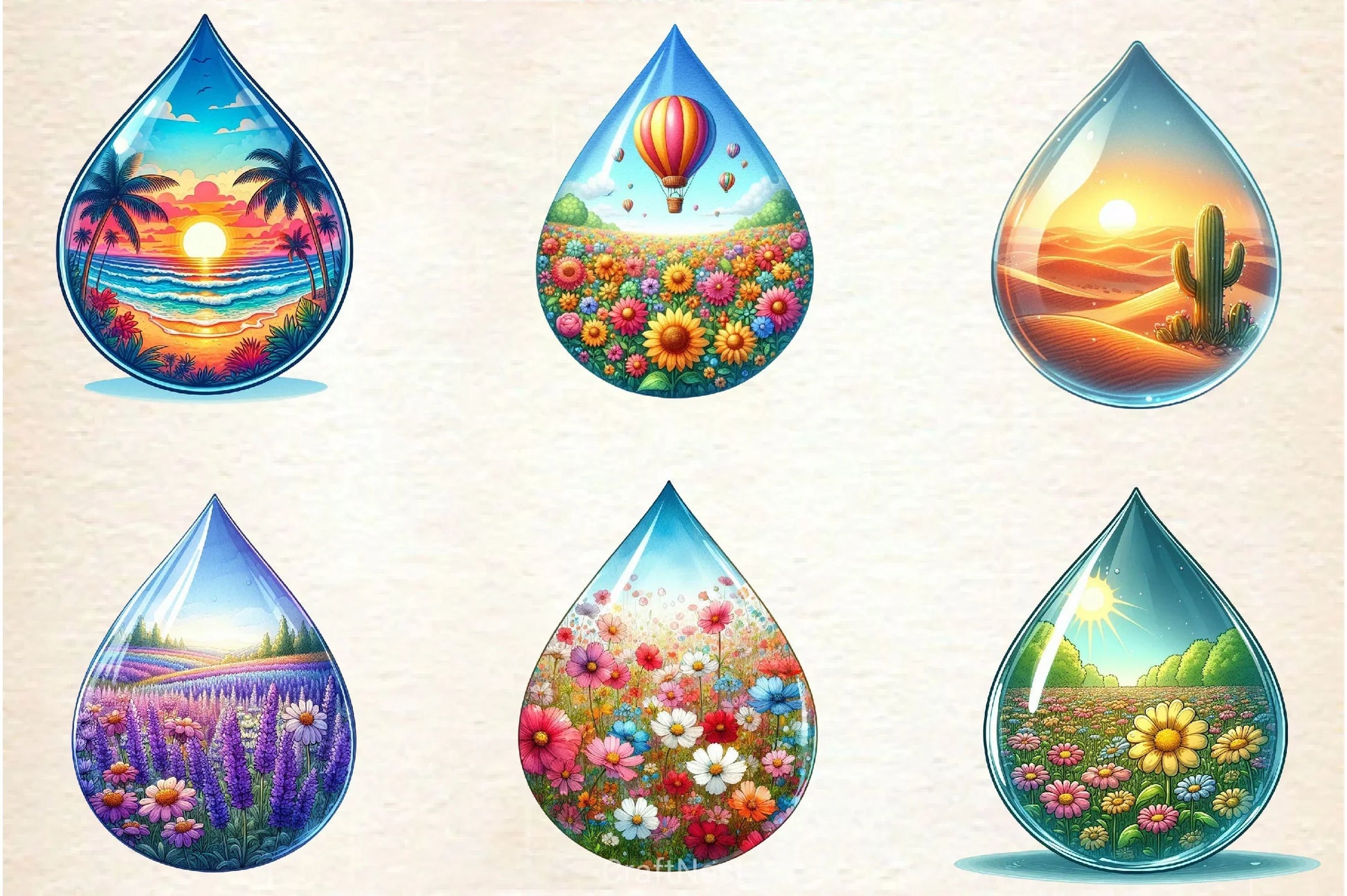 Landscape Water Droplet Clipart Bundle 3 - CraftNest - Digital Crafting and Art