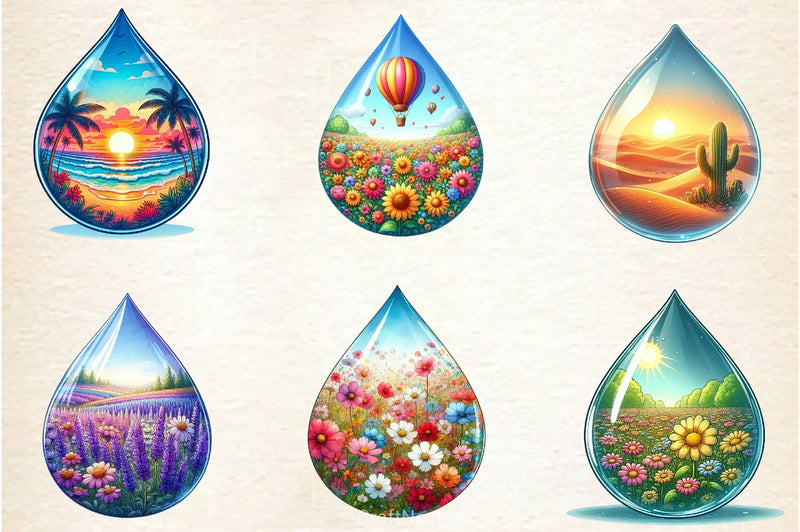 Landscape Water Droplet Clipart Bundle 3 - CraftNest - Digital Crafting and Art