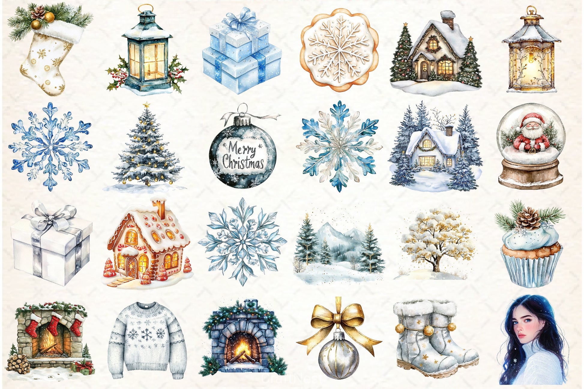 Cozy White Christmas Clipart Bundle - CraftNest - Digital Crafting and Art