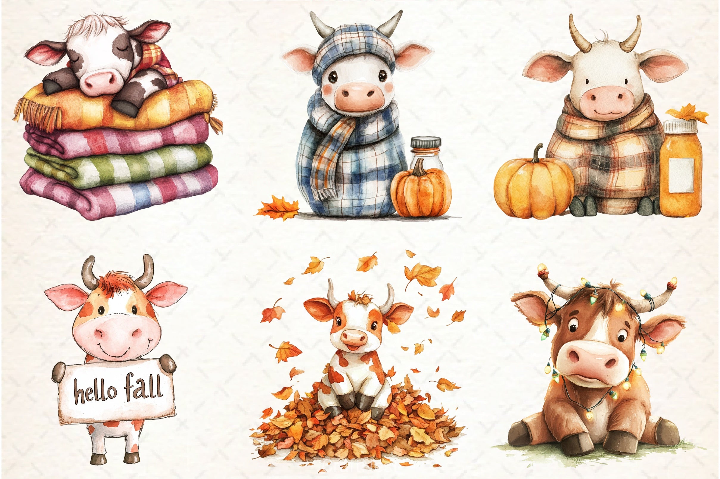 Autumn Highland Cow Clipart Bundle 6 - CraftNest - Digital Crafting and Art