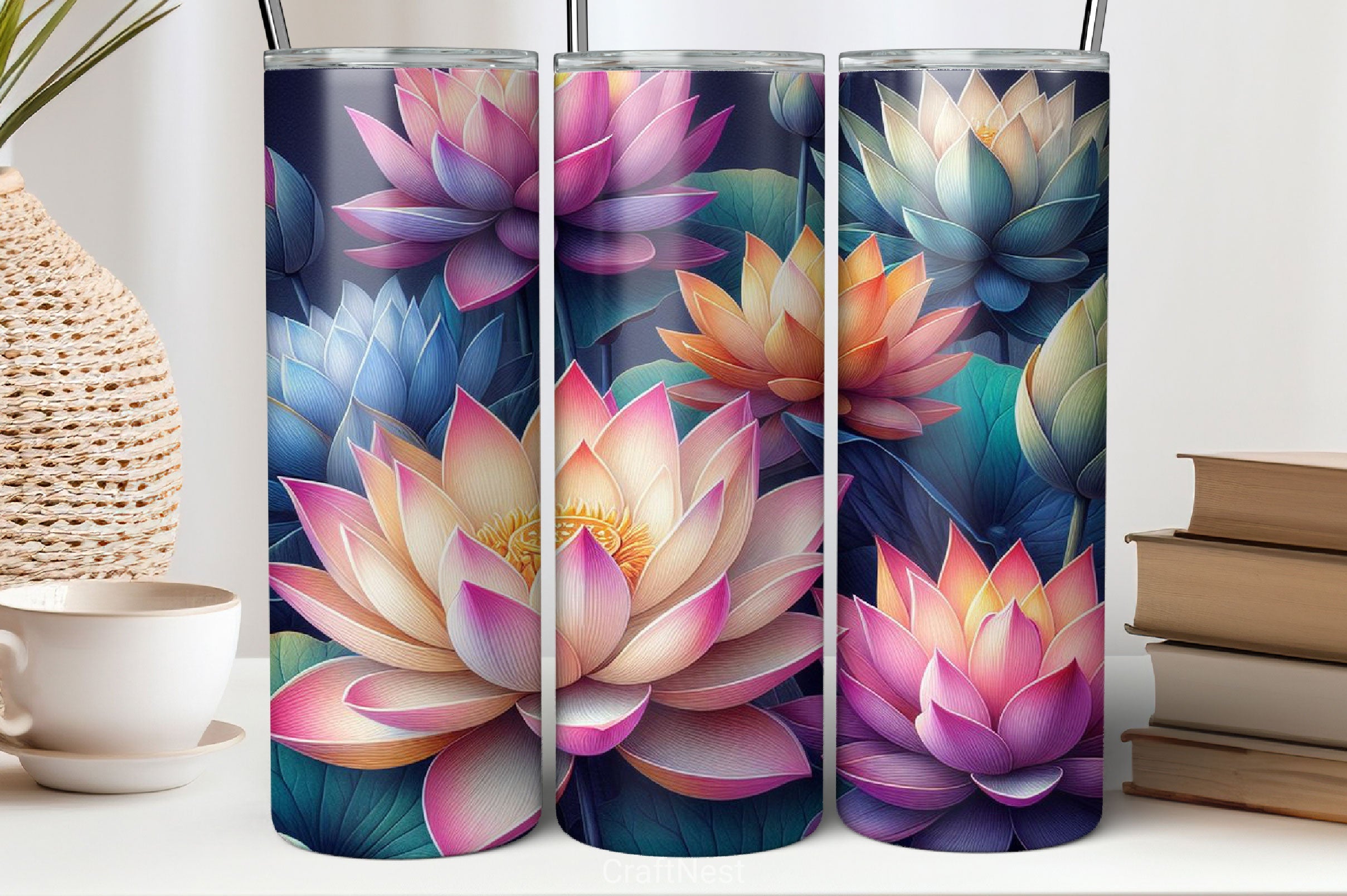 Lotus Flowers Tumbler Wrap Bundle - CraftNest - Digital Crafting and Art