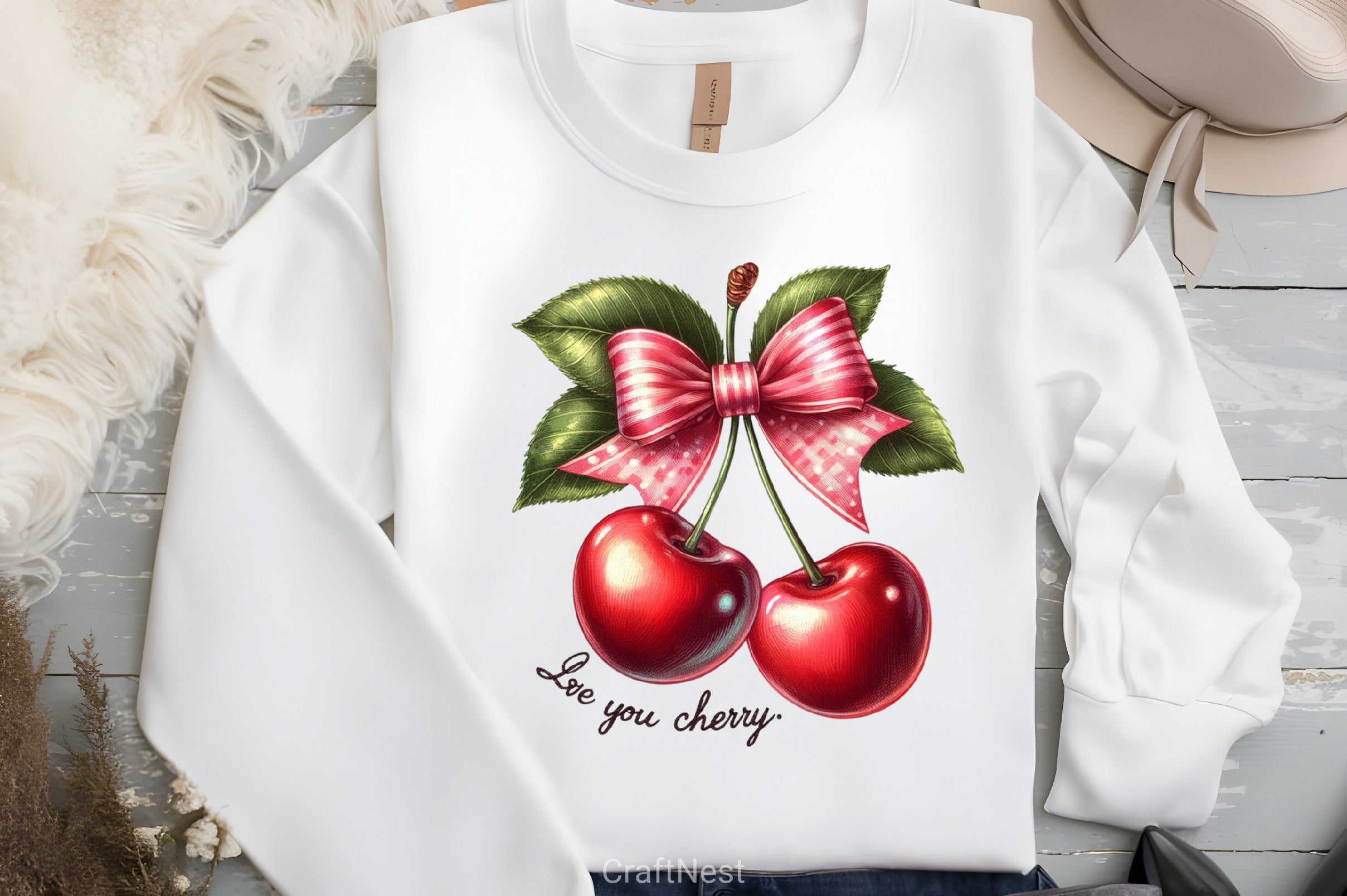 Love You Cherry Bow Clipart Bundle - CraftNest - Digital Crafting and Art