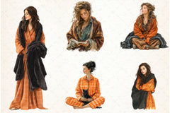 Halloween Movie Night Girl Clipart Bundle - CraftNest - Digital Crafting and Art