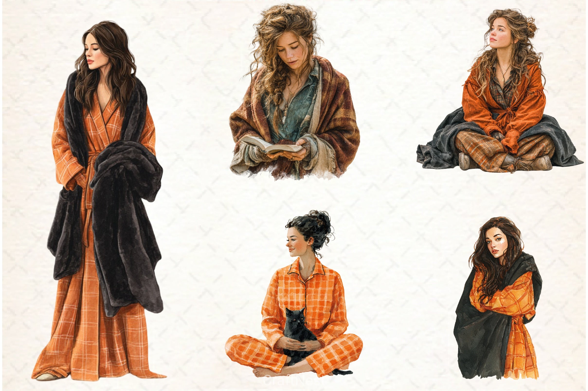 Halloween Movie Night Girl Clipart Bundle - CraftNest - Digital Crafting and Art