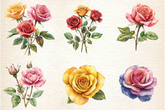 Summer Lithograph Roses Clipart Bundle - CraftNest - Digital Crafting and Art