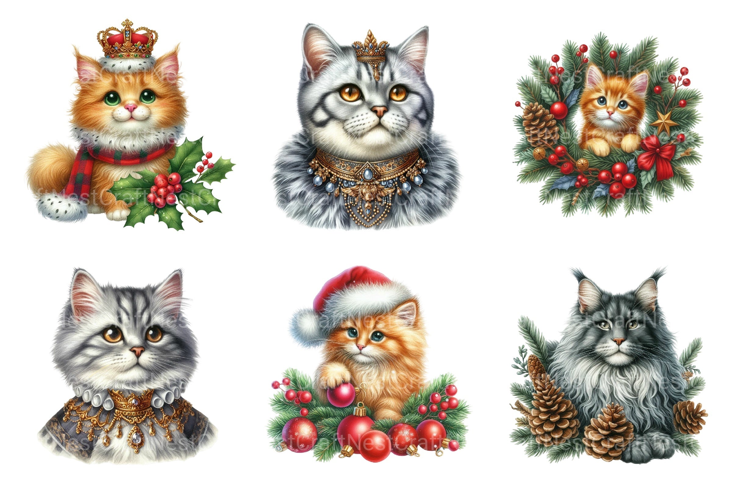 Christmas Maine Coon Cat Clipart Bundle - CraftNest - Digital Crafting and Art