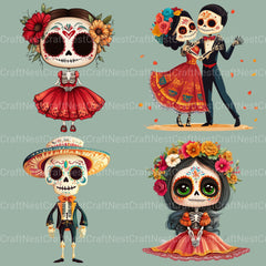 Dia De Muertos Day Of The Dead Clipart Bundle - CraftNest - Digital Crafting and Art