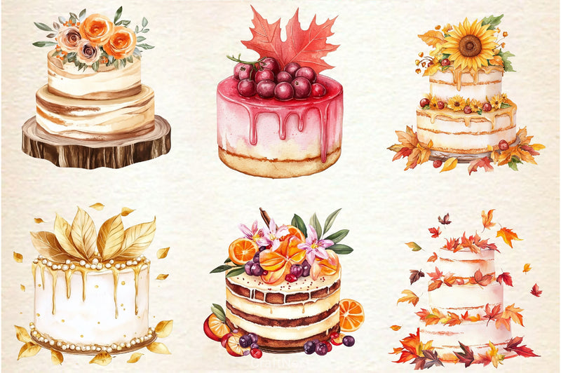 Fall Wedding Cake Clipart Bundle 2 - CraftNest - Digital Crafting and Art