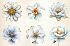 White And Gold Abstract Flower Clipart Bundle - CraftNest - Digital Crafting and Art
