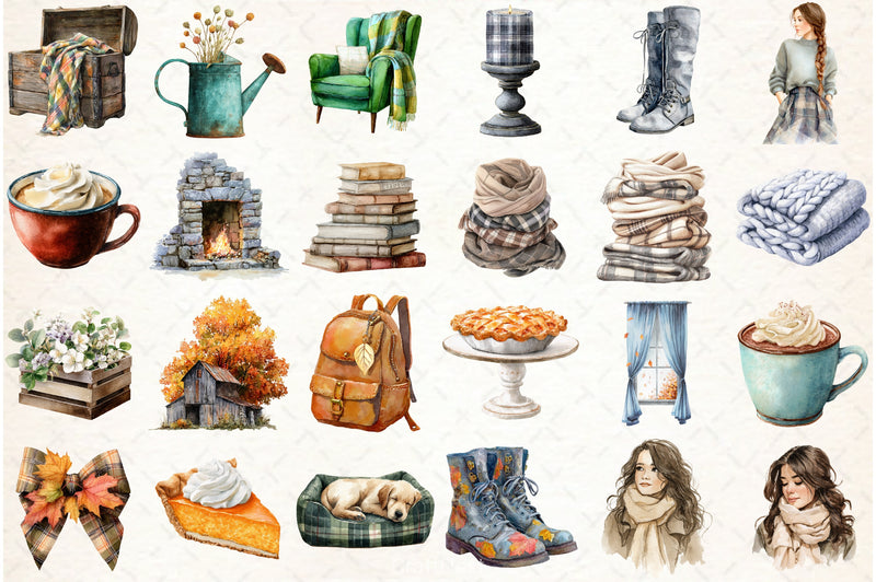 Neutral Autumn Clipart Bundle 6 - CraftNest - Digital Crafting and Art