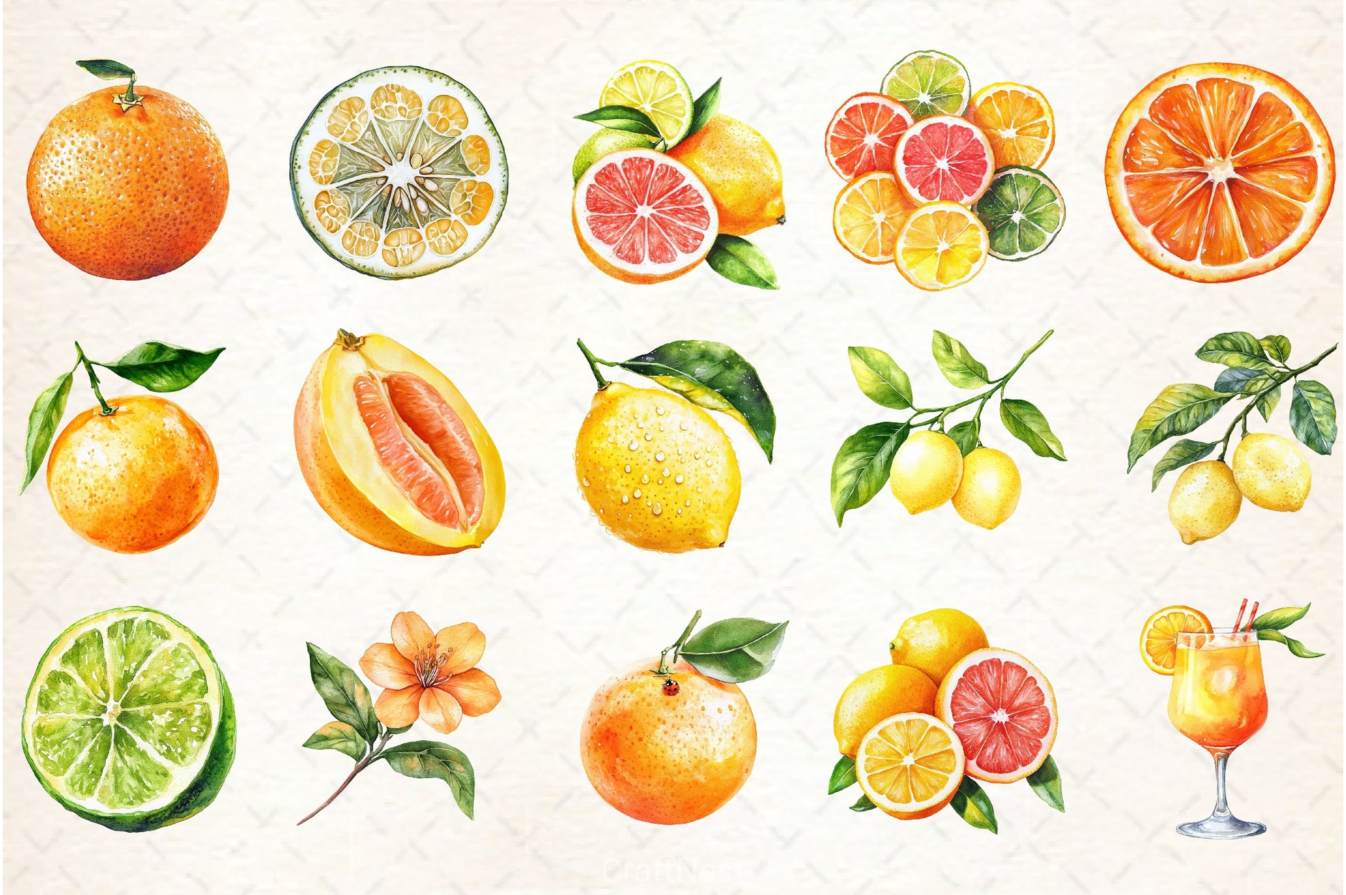 Citrus Fruit Clipart Bundle - CraftNest - Digital Crafting and Art