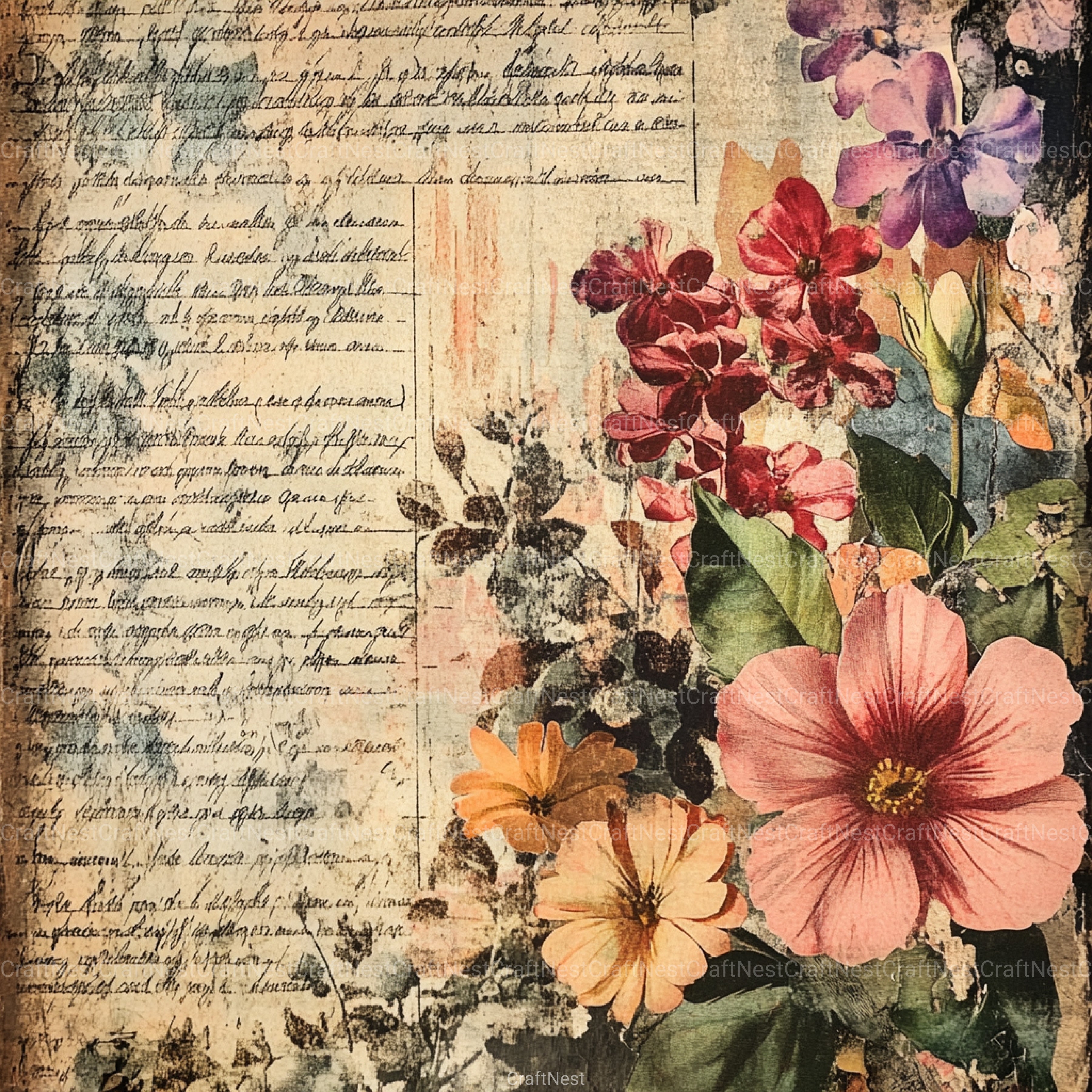 Vintage Floral Collage Clipart Bundle - CraftNest - Digital Crafting and Art