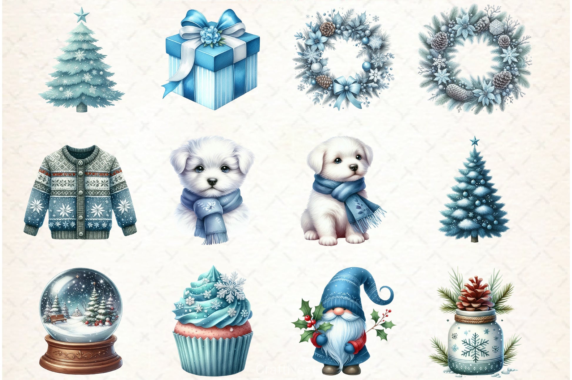 Blue Christmas Clipart Bundle 10 - CraftNest - Digital Crafting and Art