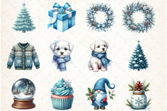 Blue Christmas Clipart Bundle 10 - CraftNest - Digital Crafting and Art