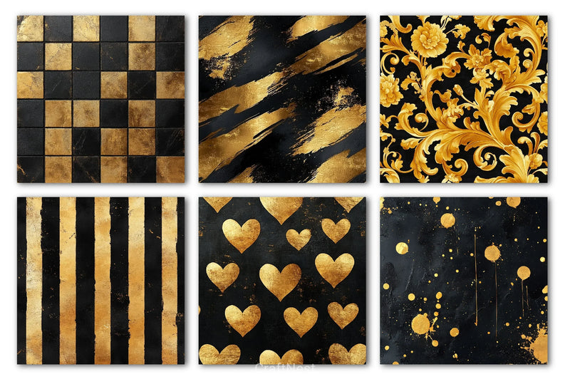 Black And Gold Digital Paper - CraftNest - Digital Crafting and Art