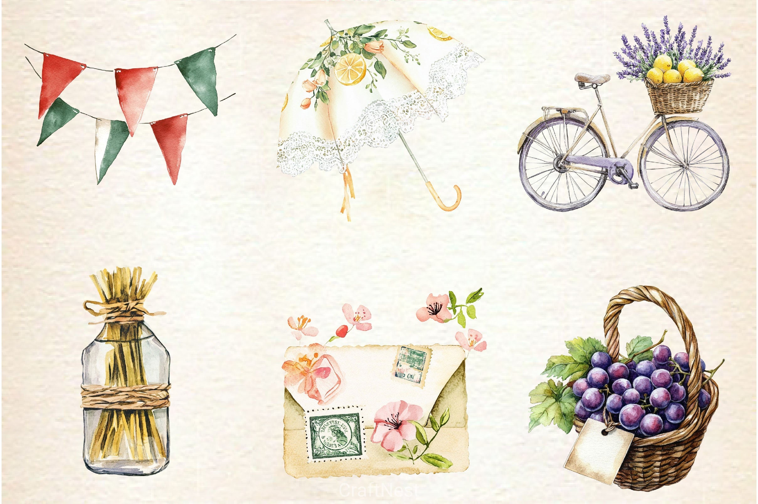 Antique Italian Summer Clipart Bundle 2 - CraftNest - Digital Crafting and Art