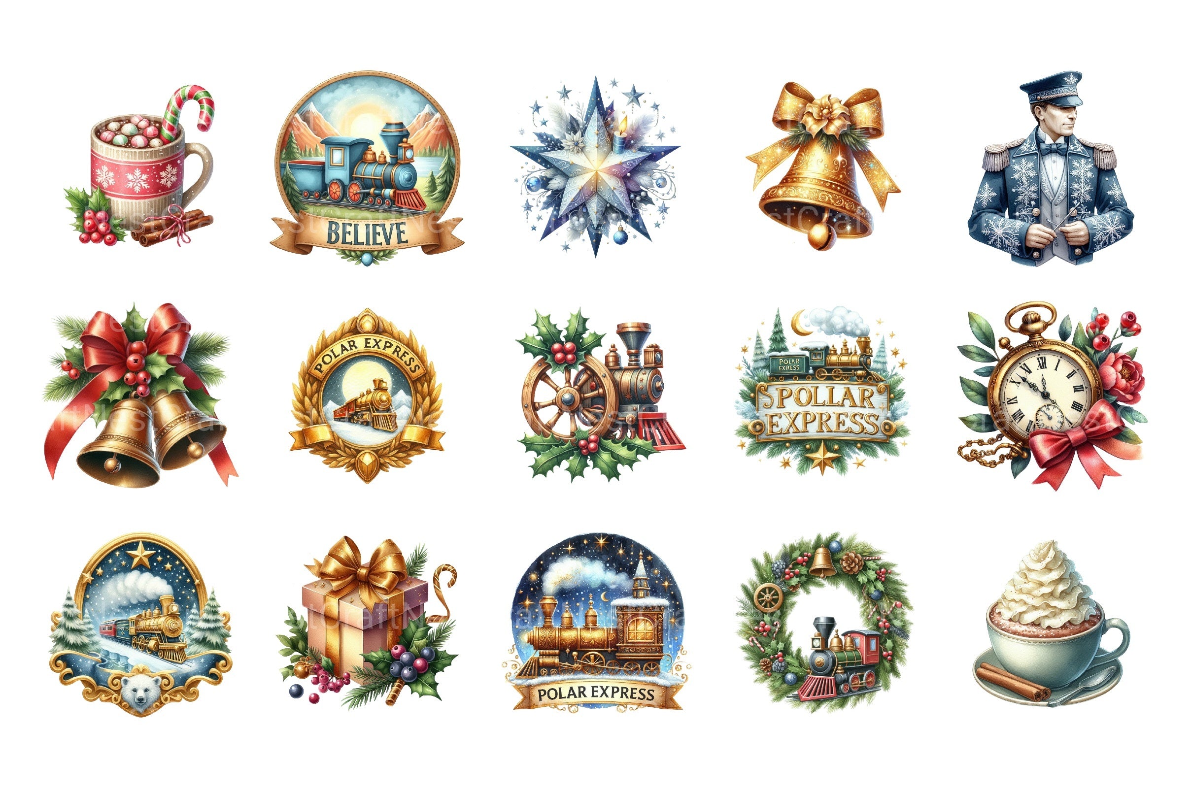 Polar Express Digital Download: Funny Christmas Clip Art & North Pole Magic Bundle - CraftNest - Digital Crafting and Art