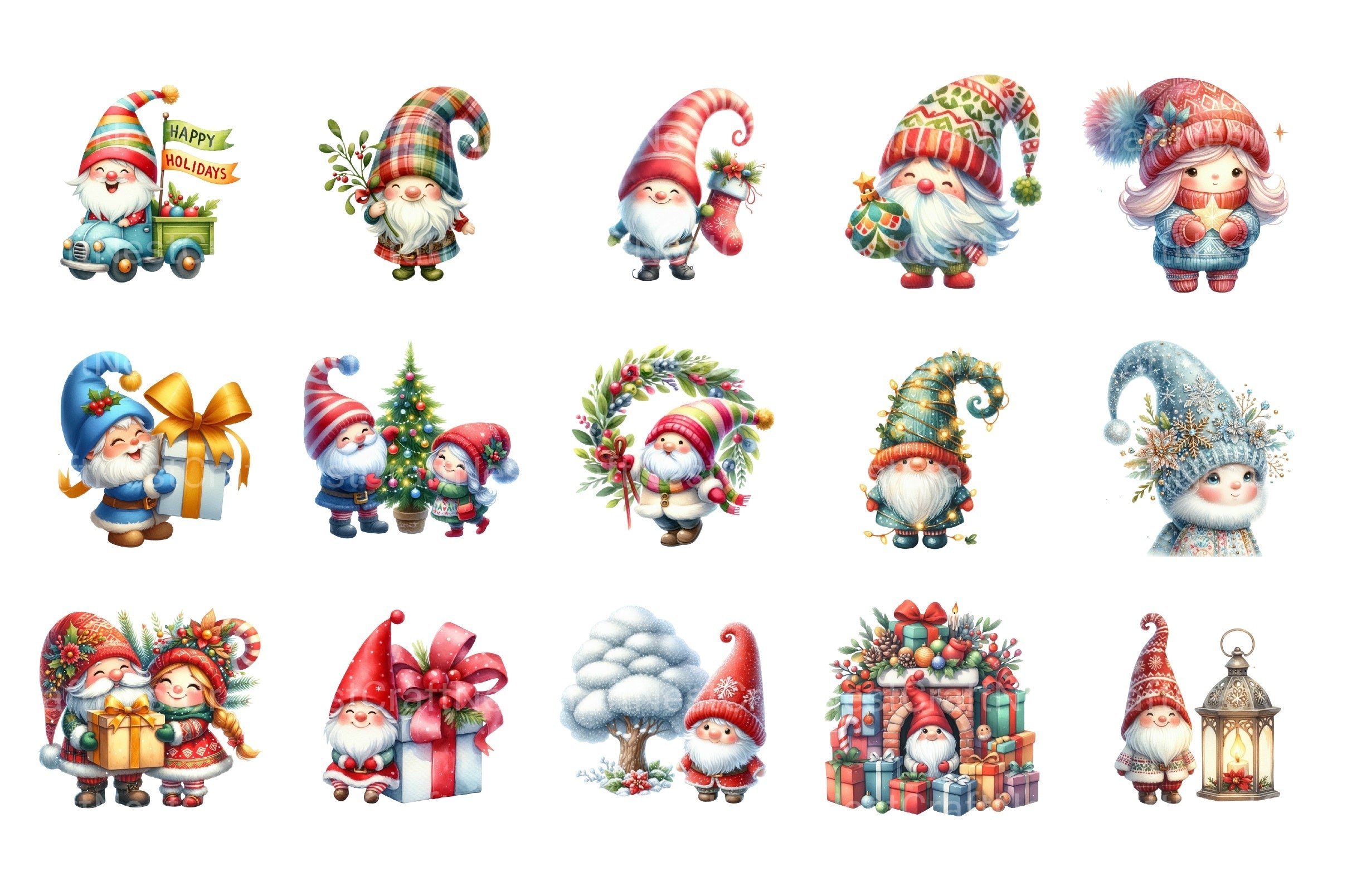 Festive Christmas Gnomes Clipart Bundle - CraftNest - Digital Crafting and Art