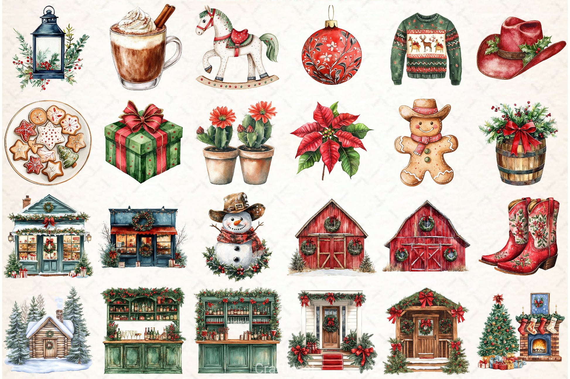 Western Cowboy Christmas Clipart Bundle - CraftNest - Digital Crafting and Art