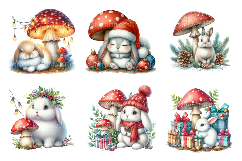 Christmas Bunny Fantasy Clipart Bundle - CraftNest - Digital Crafting and Art