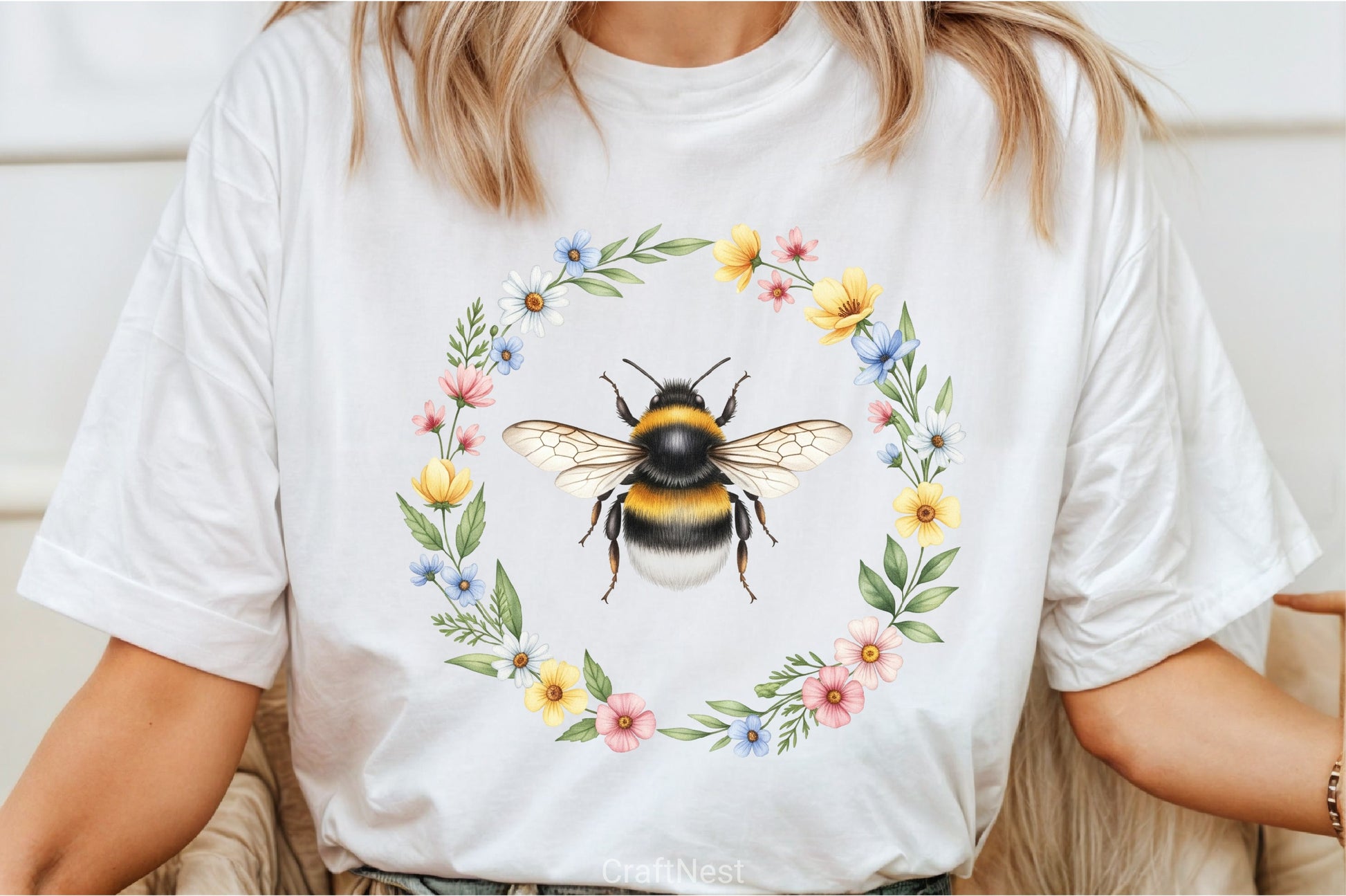 Whimsical Honey Bee Floral Clipart Bundle - CraftNest - Digital Crafting and Art