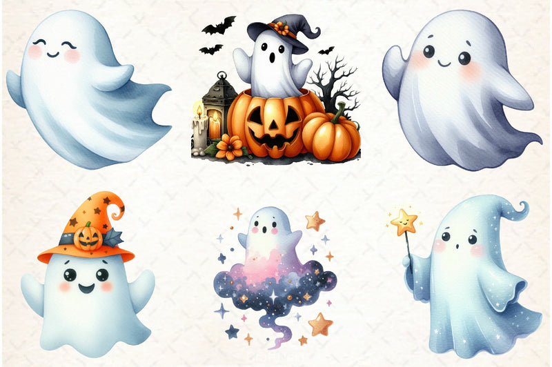 Cute Ghost Clipart Bundle - CraftNest - Digital Crafting and Art