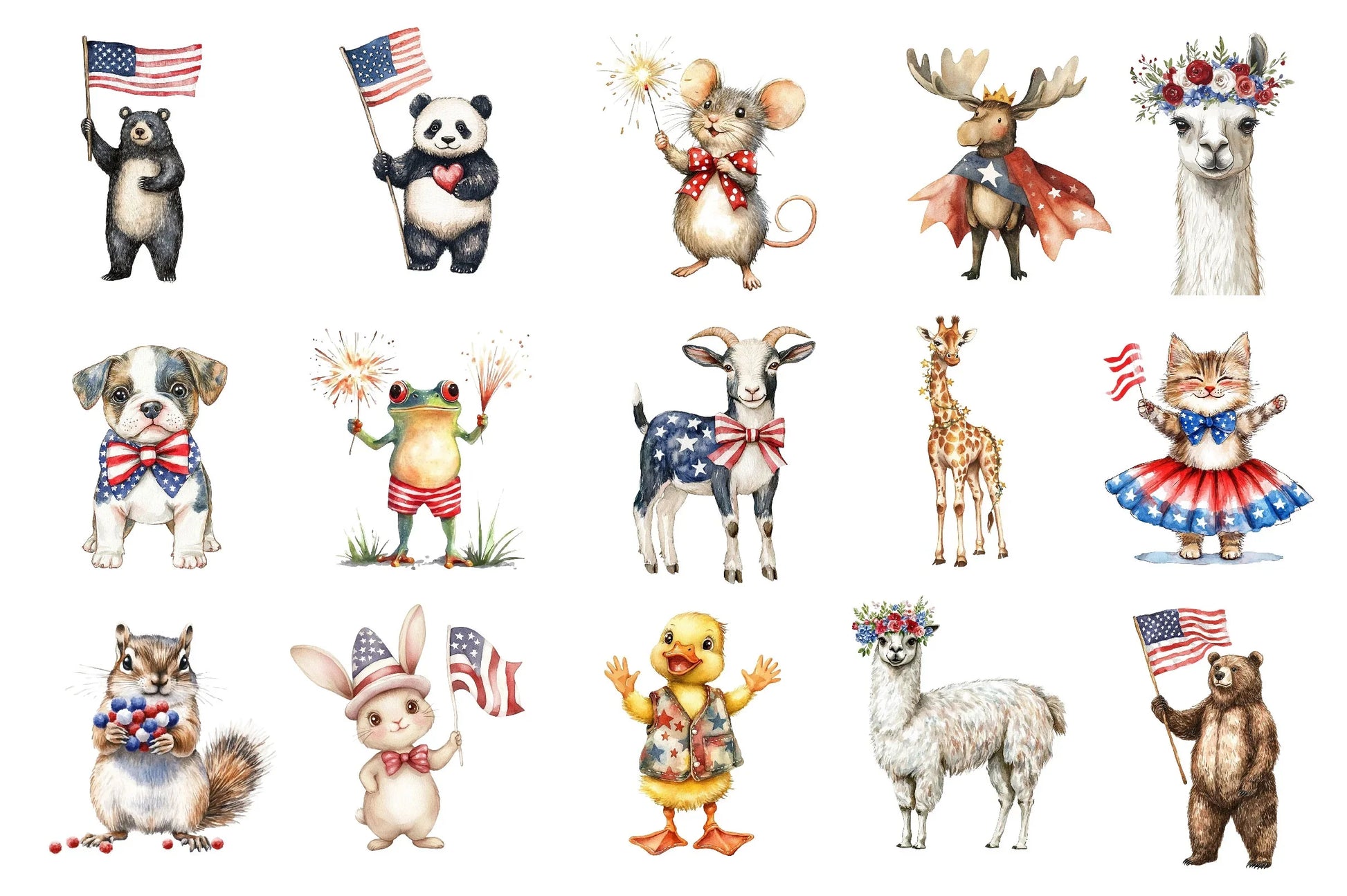 Patriotic Cute Animals Clipart Bundle - CraftNest - Digital Crafting and Art