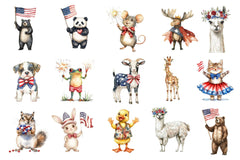 Patriotic Cute Animals Clipart Bundle - CraftNest - Digital Crafting and Art