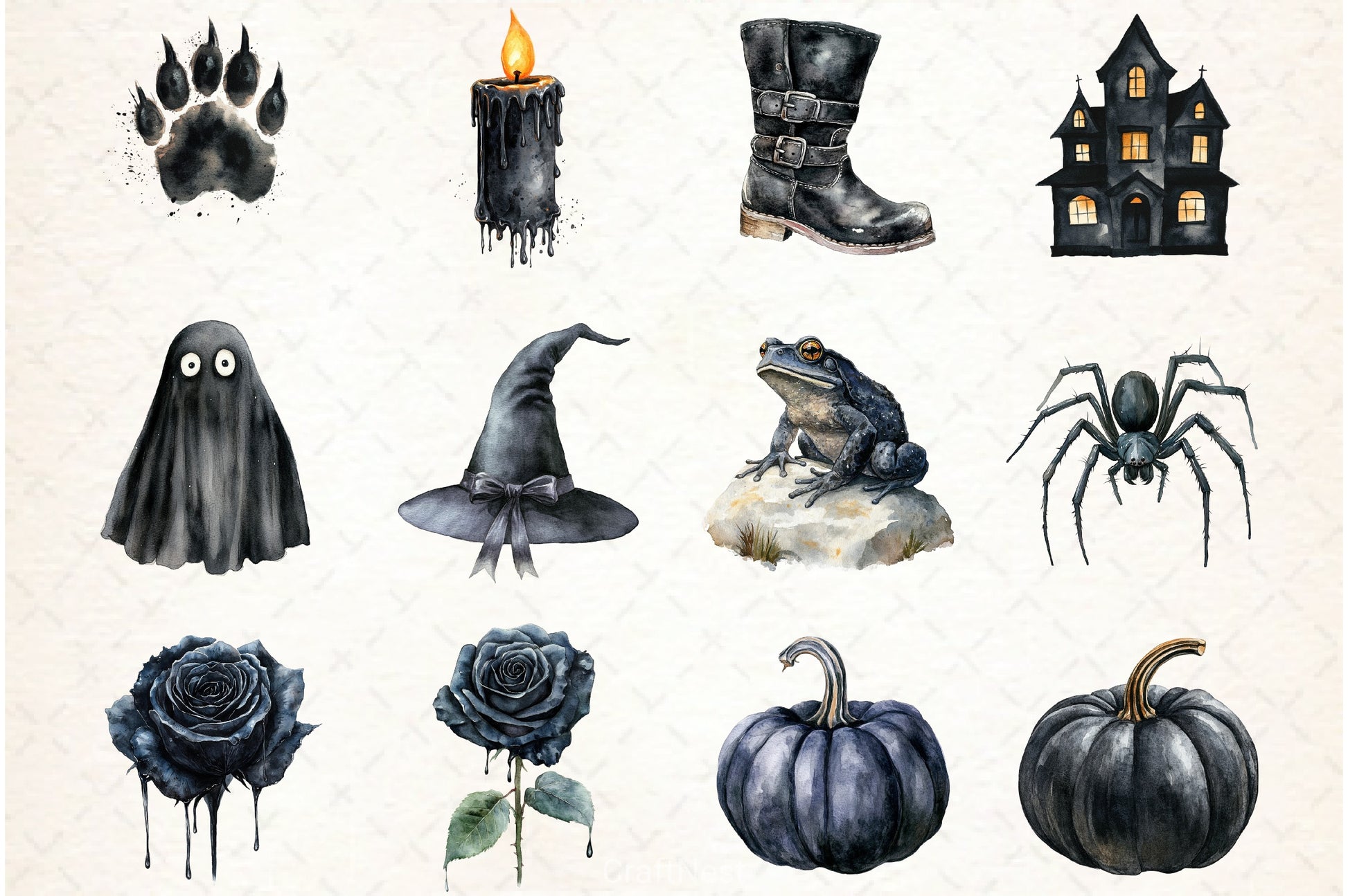 Halloween Black & White Clipart Bundle - CraftNest - Digital Crafting and Art