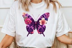 Purple Flower Butterfly Clipart Bundle - CraftNest - Digital Crafting and Art