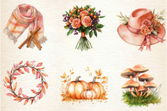 Peach Colored Autumn Clipart Bundle 3 - CraftNest - Digital Crafting and Art