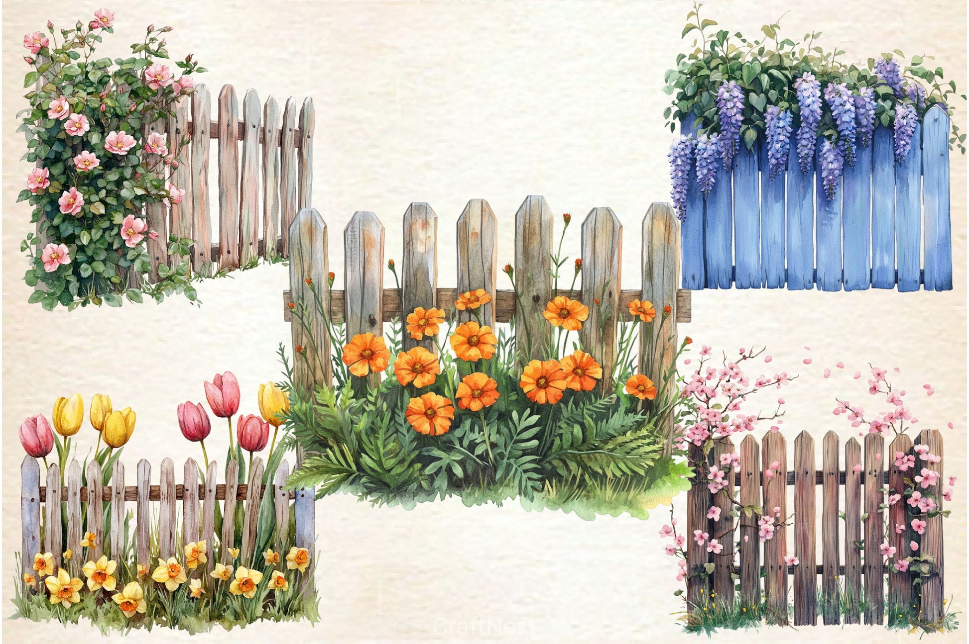 Spring Flower Fence Clipart Bundle 2 - CraftNest - Digital Crafting and Art