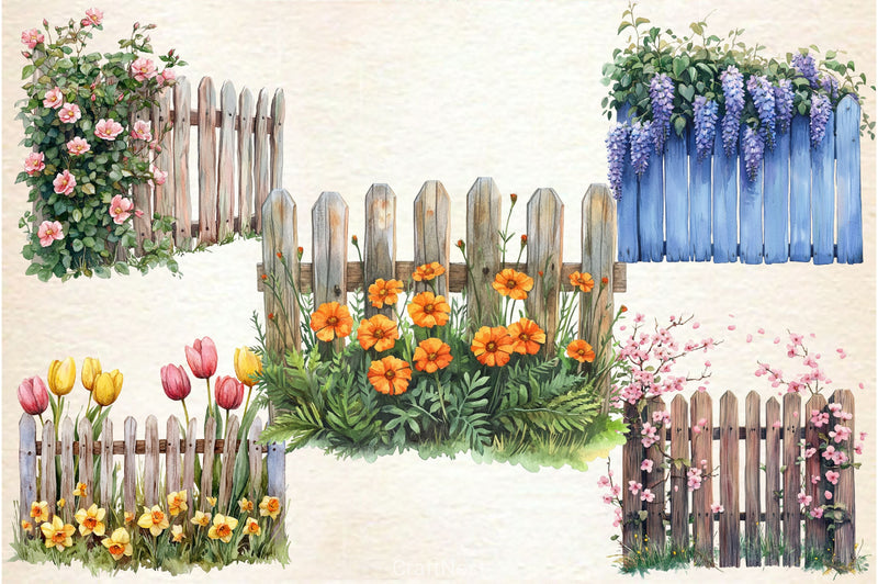 Spring Flower Fence Clipart Bundle 2 - CraftNest - Digital Crafting and Art