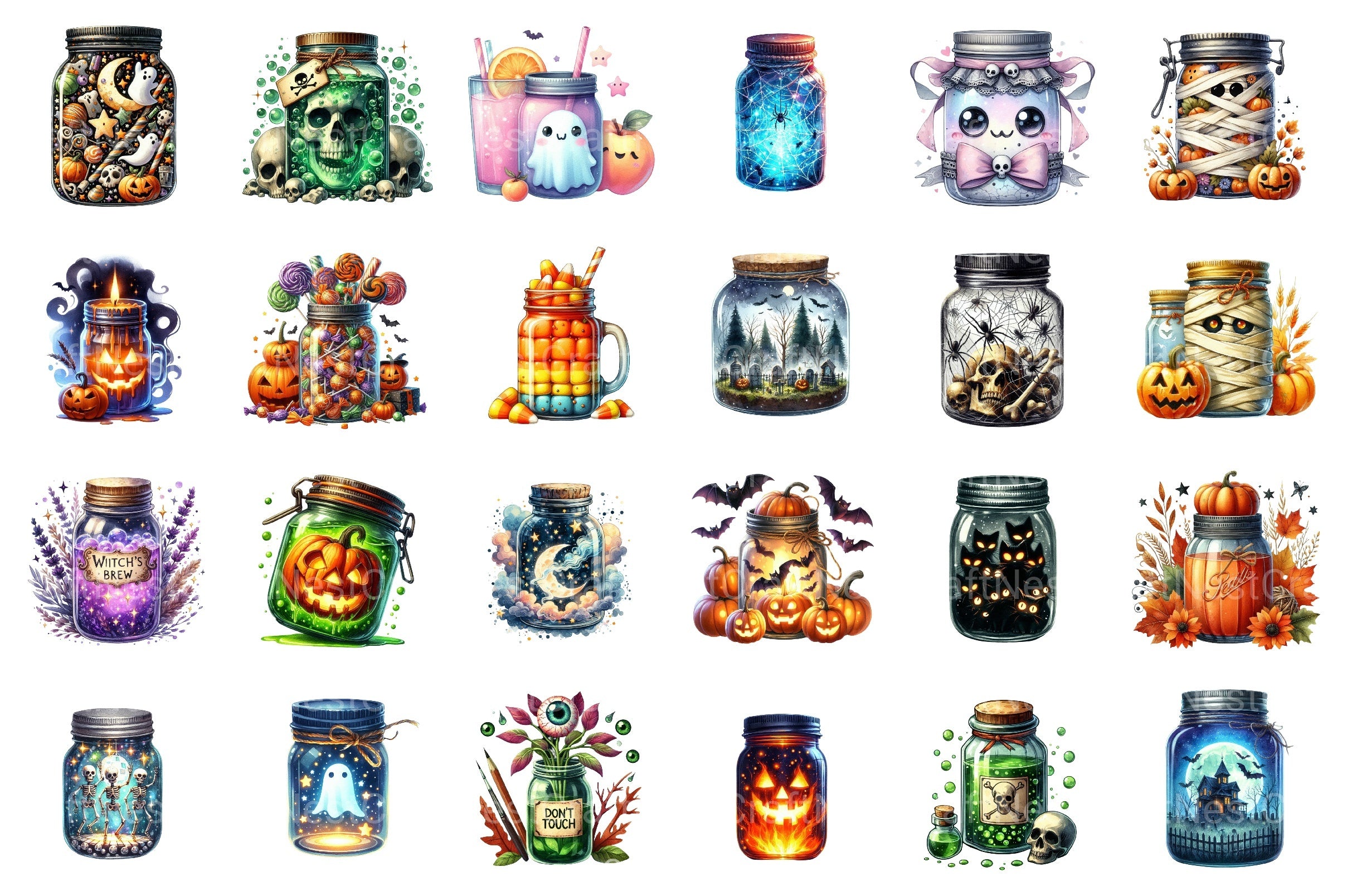 Halloween Mason Jar Clipart Bundle 1 - CraftNest - Digital Crafting and Art