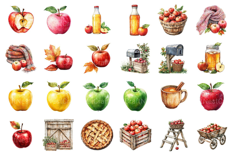 Falling Apples Clipart Bundle 99 - CraftNest - Digital Crafting and Art