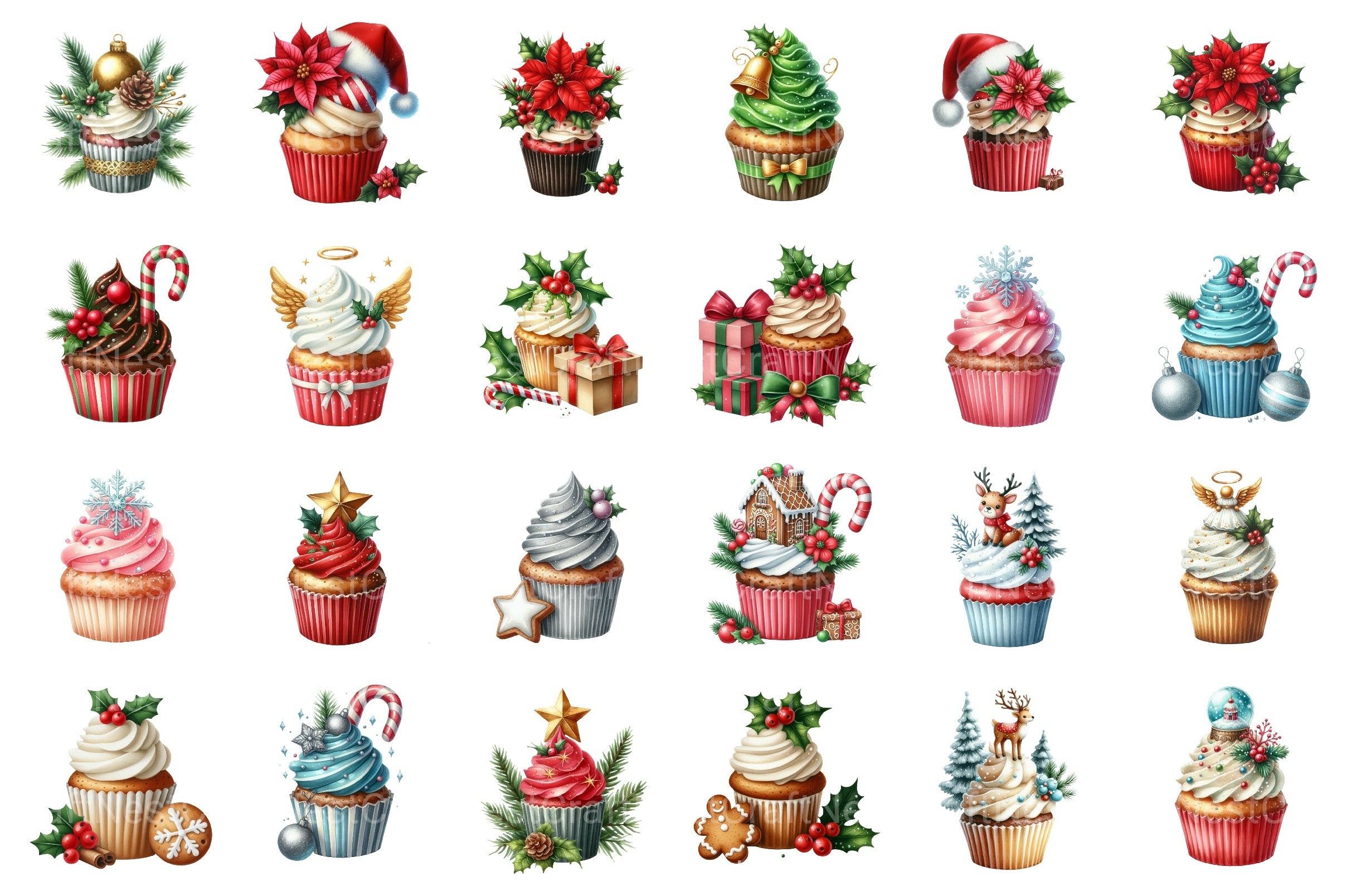 Christmas Cupcakes & Sweets Clipart Bundle - CraftNest - Digital Crafting and Art