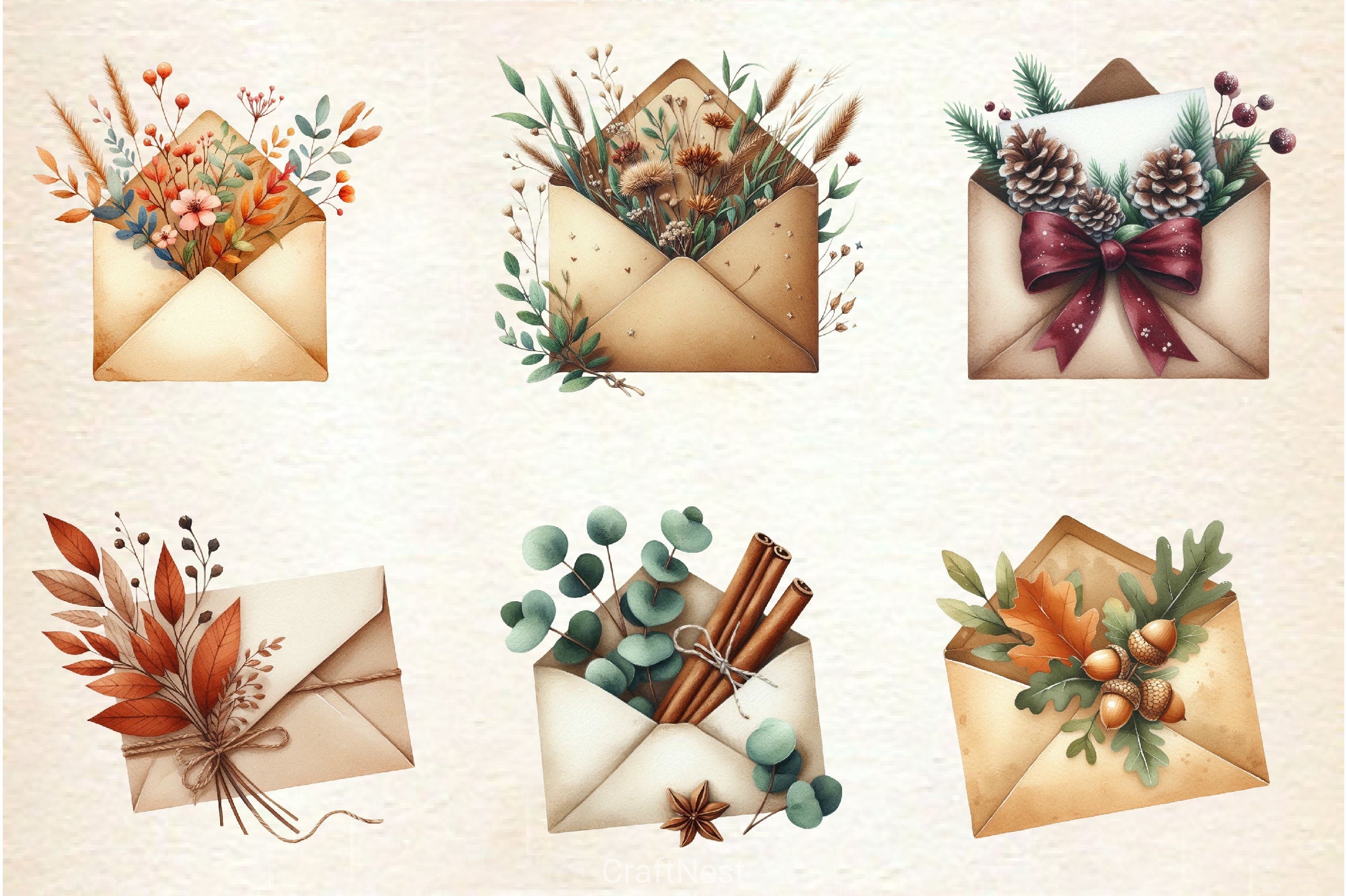 Autumn Envelope Clipart Bundle - CraftNest - Digital Crafting and Art