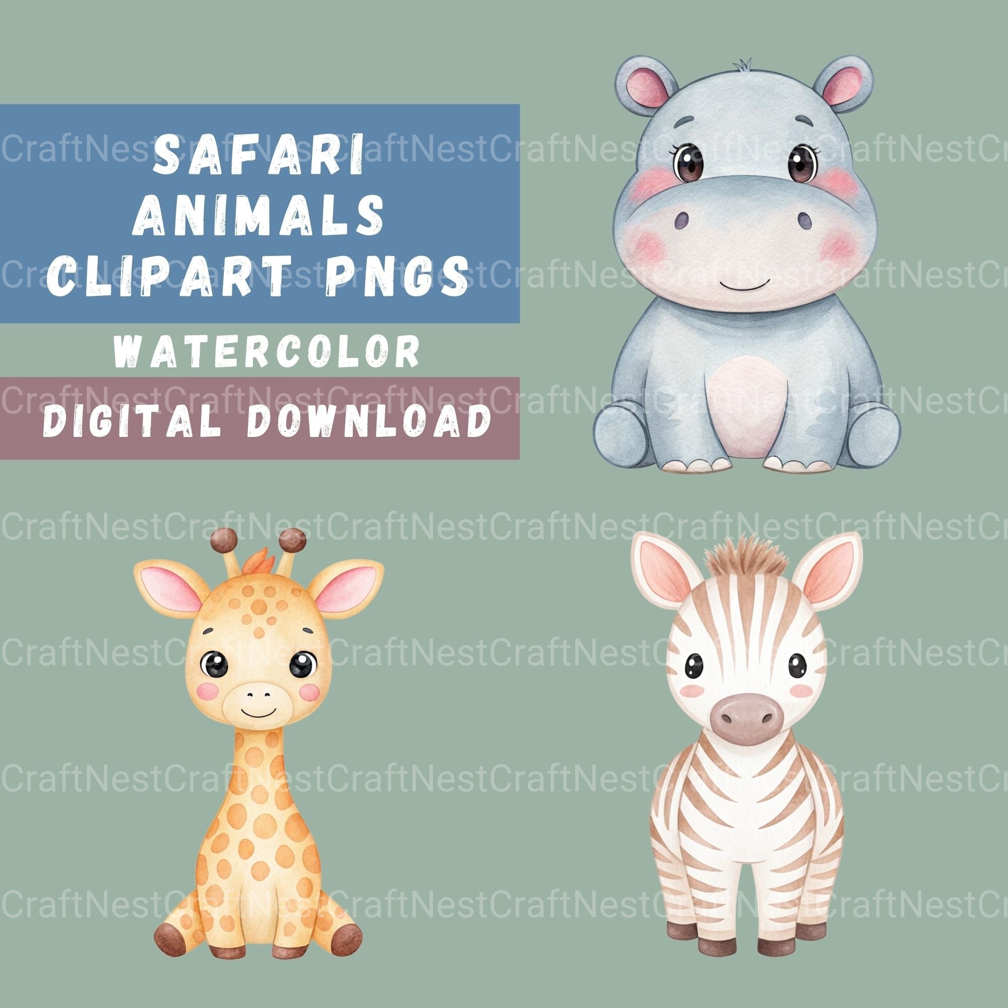 Safari Animals Nursery Clipart Bundle - CraftNest - Digital Crafting and Art