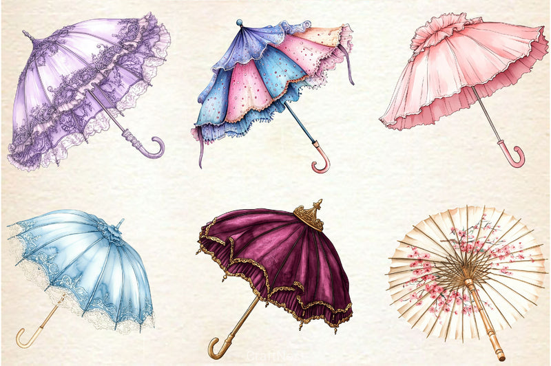 Spring Umbrella Parasol Clipart Bundle - CraftNest - Digital Crafting and Art