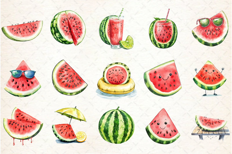 Summer Watermelon Clipart Bundle 9 - CraftNest - Digital Crafting and Art