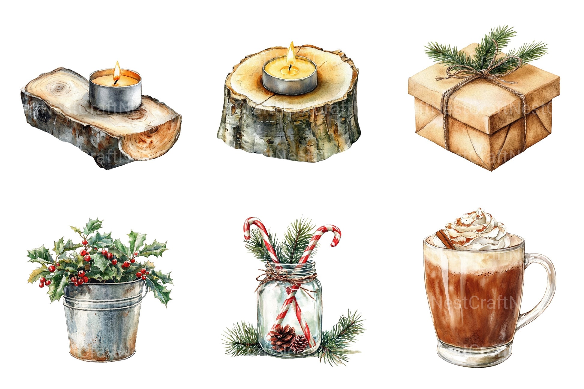 Rustic Winter Christmas Clipart Bundle 2 - CraftNest - Digital Crafting and Art