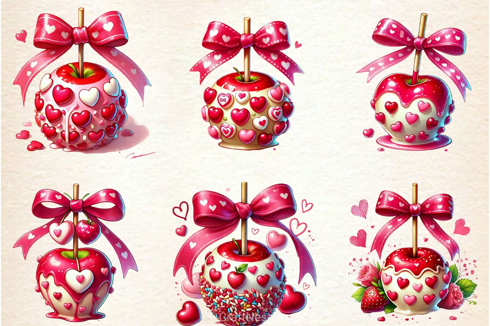 Valentine Candy Apple Clipart Bundle - CraftNest - Digital Crafting and Art