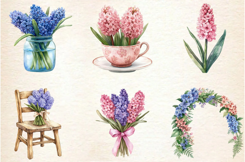Spring Hyacinth Flower Clipart Bundle - CraftNest - Digital Crafting and Art