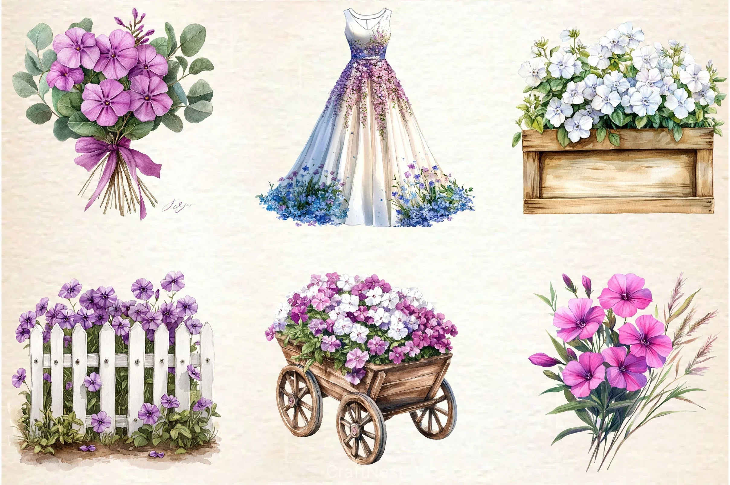 Spring Creeping Phlox Flower Clipart Bundle - CraftNest - Digital Crafting and Art